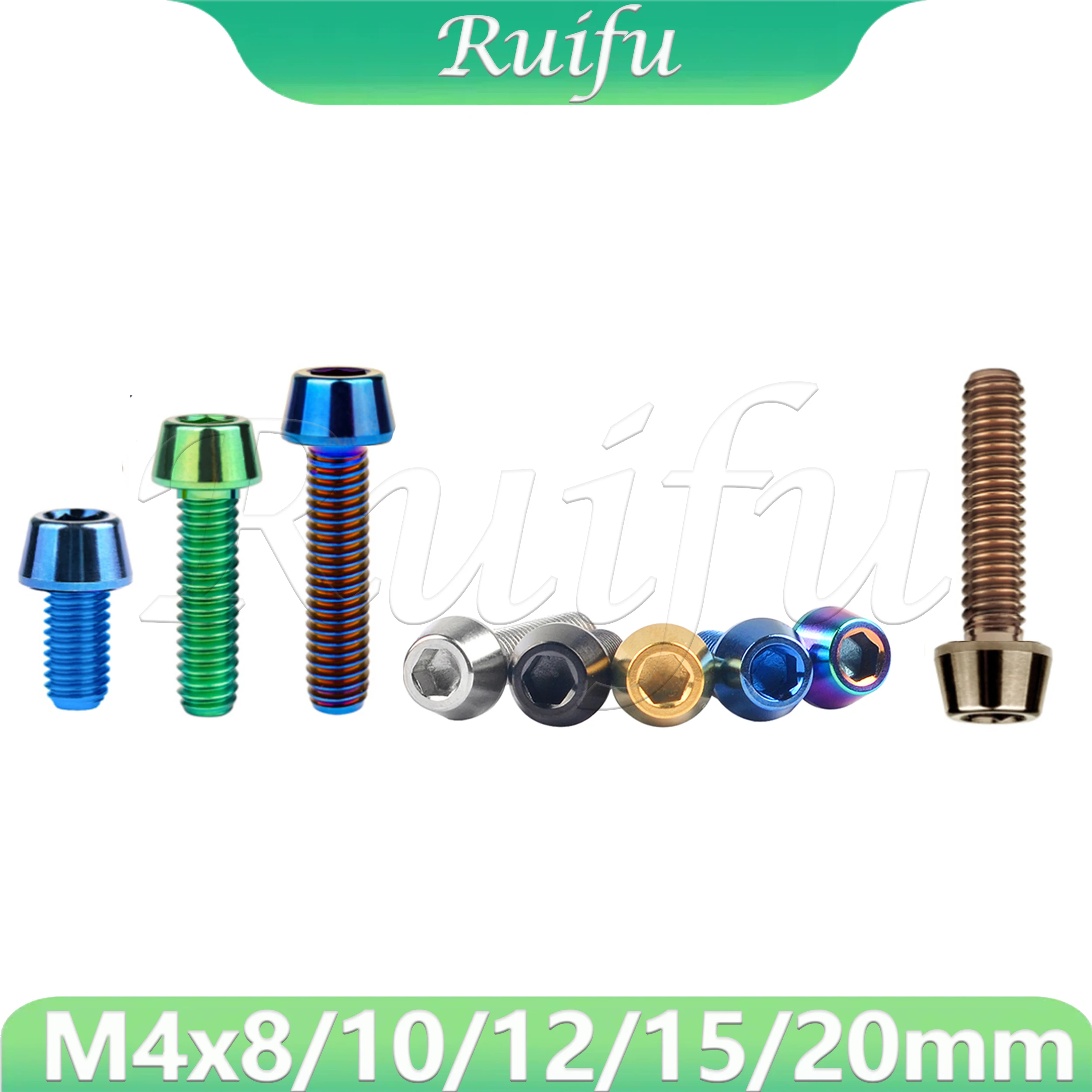 Ruifu Titanium Bolt 6PCS M4x8 10 12 15 20mm Taper Hex Allen Head Screw for Bike Ti Alloy Fasteners
Ruifu Titanium Bolt 6PCS M4x8 10 12 15 20mm Taper Hex Allen Head Screw for Bike Ti Alloy Fasteners