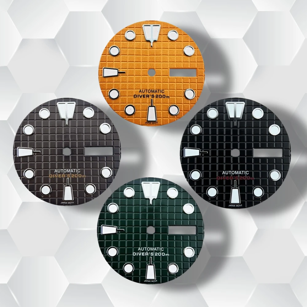 28.5mm S Logo Waffle Dial Suitable for NH36/4R36 Movement Green Luminous Dual Calenda High-Quality Refit Watch Accessories
28.5mm S Logo Waffle Dial Suitable for NH36/4R36 Movement Green Luminous Dual Calenda High-Quality Refit Watch Accessories