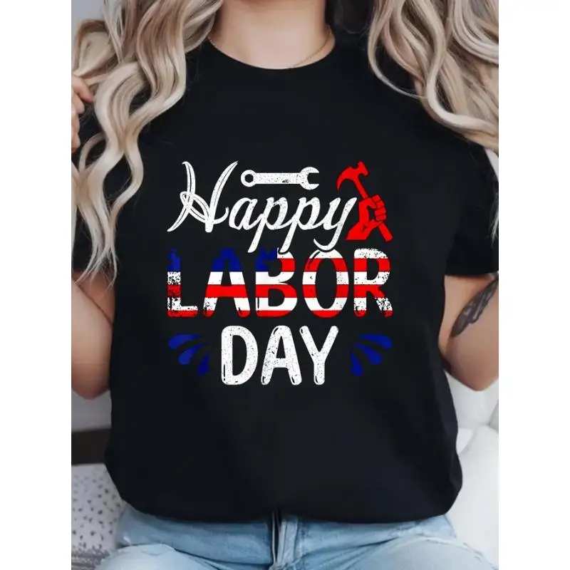 Happy Labor Day T-Shirt American Flag Tools Print Tee Cotton Short Sleeve Top US Labor Day Celebration Gift Worker Appreciation
Happy Labor Day T-Shirt American Flag Tools Print Tee Cotton Short Sleeve Top US Labor Day Celebration Gift Worker Appreciation