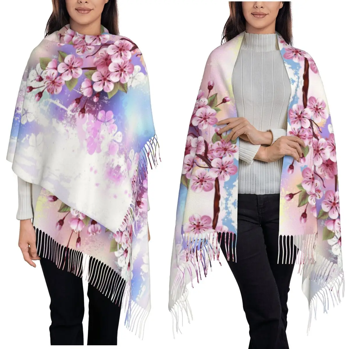 Цветущая ветка сакуры, японский цветочный шарф с кисточками, женские шали и накидки, длинная осенне-зимняя шаль, накидка
Цветущая ветка сакуры, японский цветочный шарф с кисточками, женские шали и накидки, длинная осенне-зимняя шаль, накидка