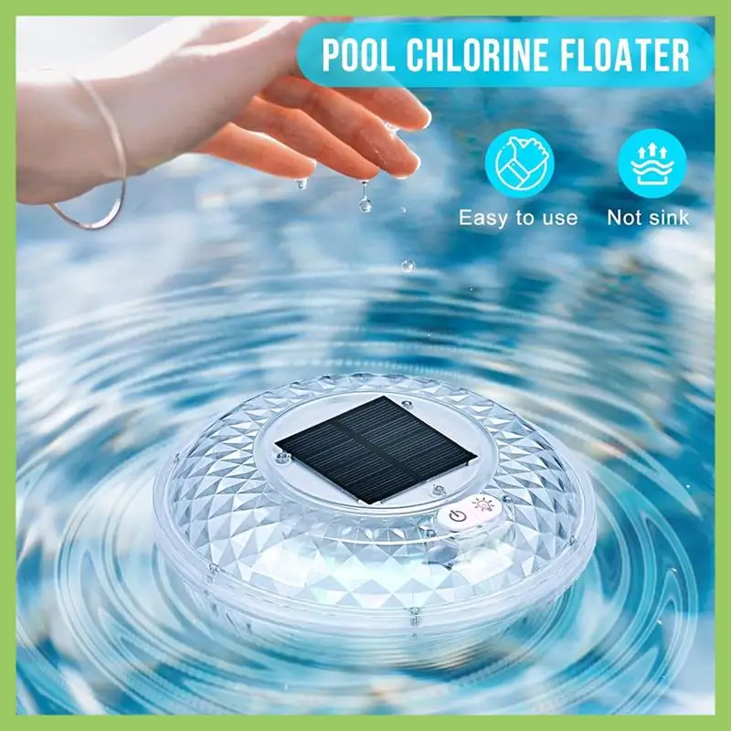 Solar-Powered Chlorine Floater With Colorful Lights, Pool Chlorine Dispenser For 1 Inch & 3 Inch - Floating Pool Decor
Solar-Powered Chlorine Floater With Colorful Lights, Pool Chlorine Dispenser For 1 Inch & 3 Inch - Floating Pool Decor