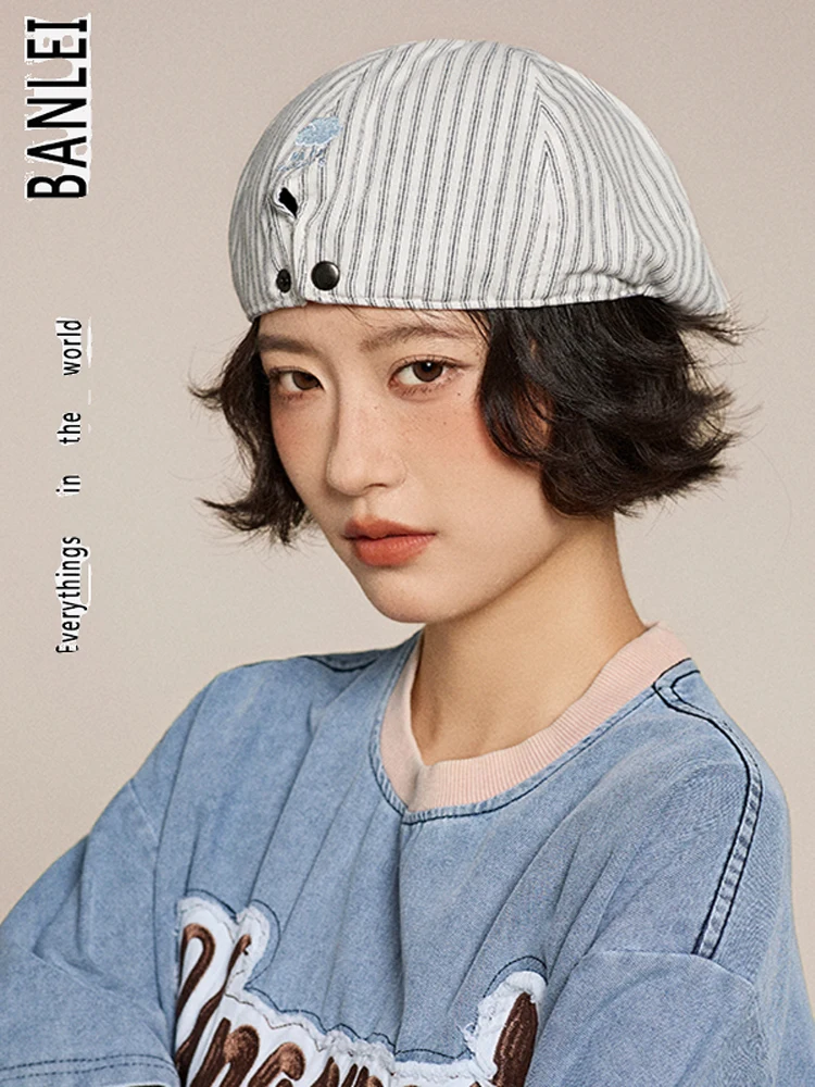 Striped forward hat women's spring and summer thin beret retro versatile painter hat reverse duckbill hat men
Striped forward hat women's spring and summer thin beret retro versatile painter hat reverse duckbill hat men