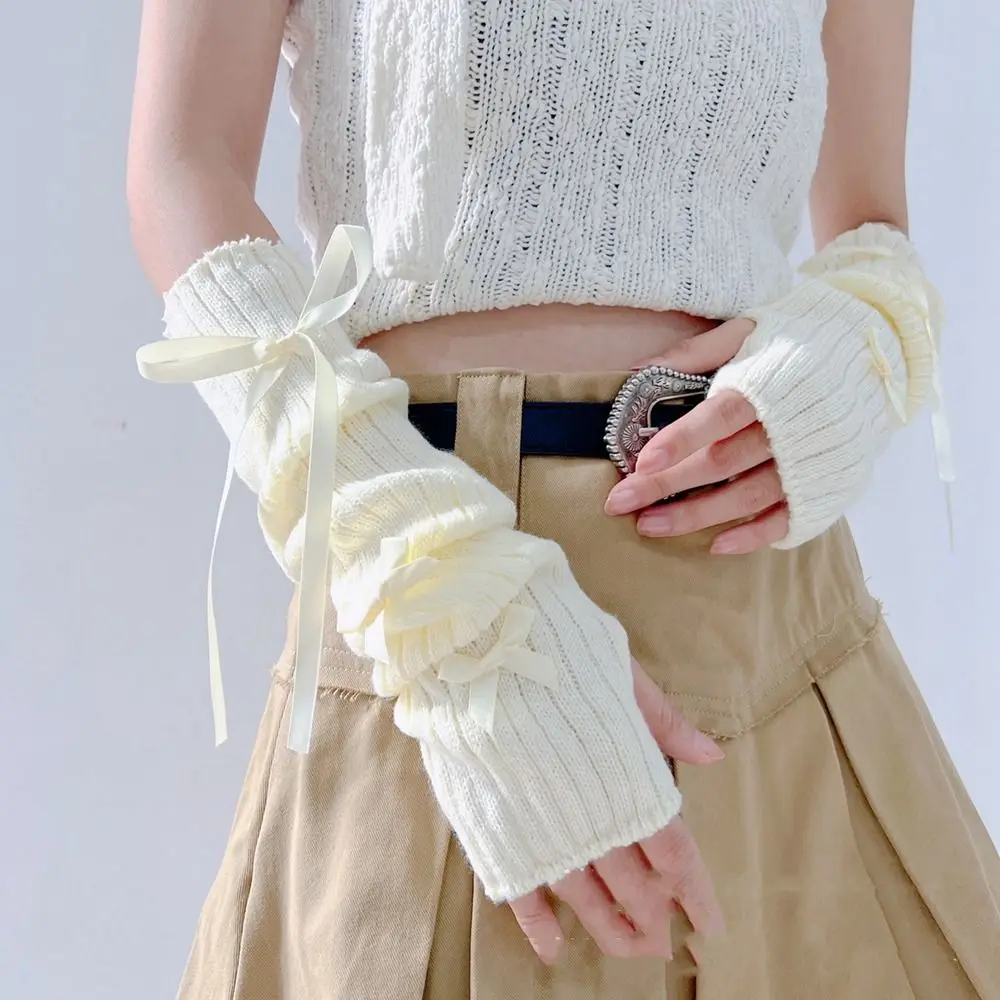 Elastic Y2K Warm Sleeves Ribbon Bowknot Ballet Style Bow Knitted Arm Warmers Korean Style Sweet Fingerless Gloves
Elastic Y2K Warm Sleeves Ribbon Bowknot Ballet Style Bow Knitted Arm Warmers Korean Style Sweet Fingerless Gloves