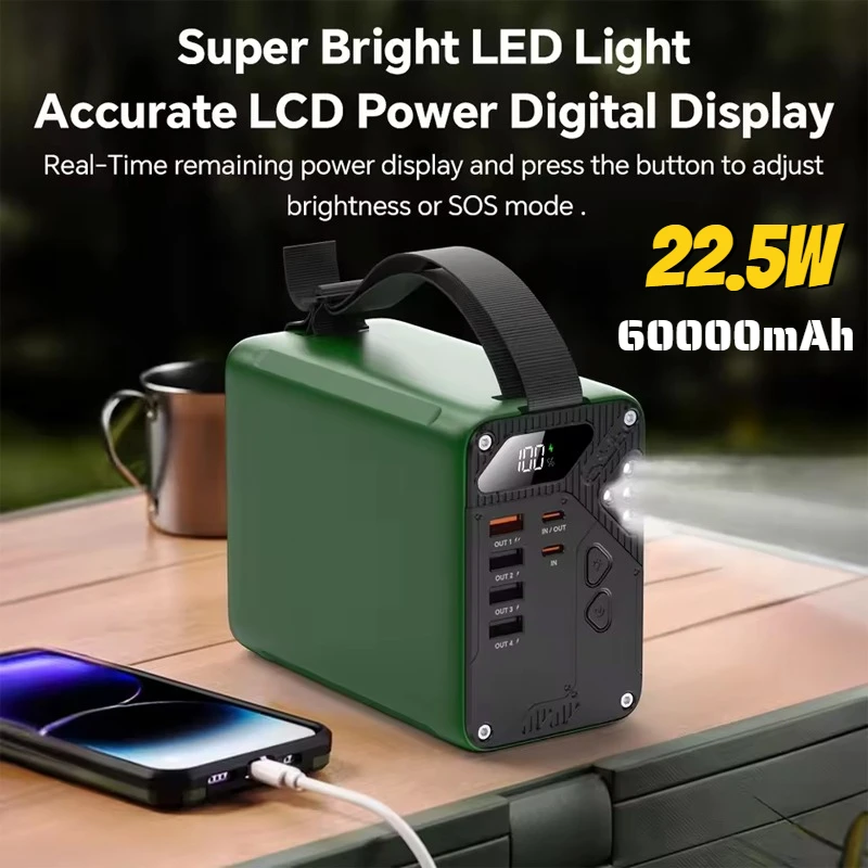 Портативная электростанция 60000 мАч, 22,5 Вт, внешний аккумулятор с быстрой зарядкой, внешний аккумулятор, внешний аккумулятор для кемпинга на открытом воздухе для IPhone Xiaomi
Портативная электростанция 60000 мАч, 22,5 Вт, внешний аккумулятор с быстрой зарядкой, внешний аккумулятор, внешний аккумулятор для кемпинга на открытом воздухе для IPhone Xiaomi