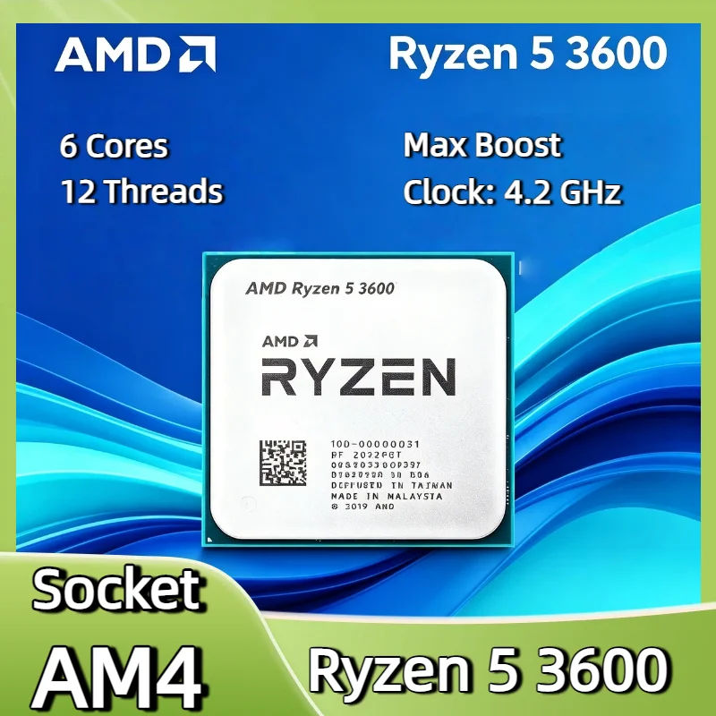 Original AMD Ryzen 5 3600 6 Core 12 Thread 3.6GHz Base 4.2GHz Boost 7nm AM4 32MB L3 65W Desktop CPU Tray No Cooler
Original AMD Ryzen 5 3600 6 Core 12 Thread 3.6GHz Base 4.2GHz Boost 7nm AM4 32MB L3 65W Desktop CPU Tray No Cooler