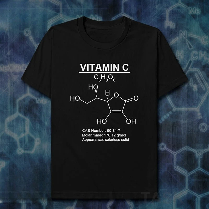 TASK Vitamin C Vitamin C Chemical Molecular Ascorbic Acid Cotton Printed Short Sleeve T-Shirt Men's and Women's Fashion
TASK Vitamin C Vitamin C Chemical Molecular Ascorbic Acid Cotton Printed Short Sleeve T-Shirt Men's and Women's Fashion