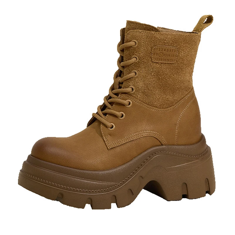 9.5CM Autumn Winter Thick Platform Women Short Boots Lace Up Ankle Boots Leather Chunky Sneakers Motorcycle Boots Botas Mujer
9.5CM Autumn Winter Thick Platform Women Short Boots Lace Up Ankle Boots Leather Chunky Sneakers Motorcycle Boots Botas Mujer