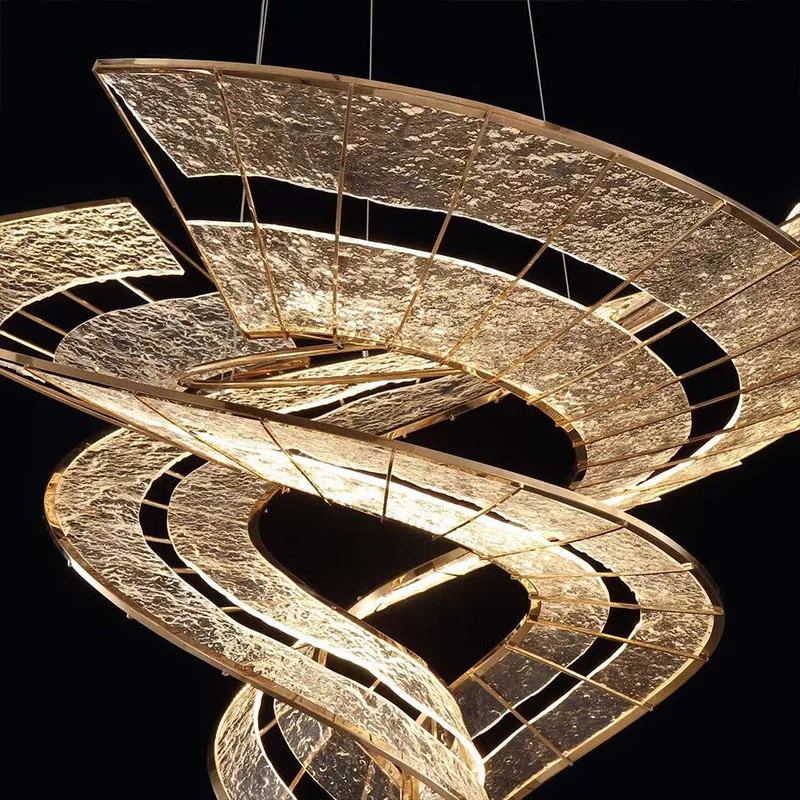 French Elegance Spiral Pendant Lamp Stainless Steel Acrylic Brass Gold Silver Dimmable Ceilings Lustre Hotel Lobby
French Elegance Spiral Pendant Lamp Stainless Steel Acrylic Brass Gold Silver Dimmable Ceilings Lustre Hotel Lobby