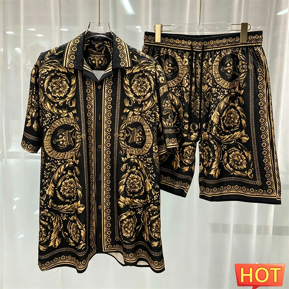 Men's Social Shirt Sets Fashion Luxury Short Sleeve Shirts and Shorts 2 Piece Outfit Summer Loose Casual Suit Street Trend Tees
Men's Social Shirt Sets Fashion Luxury Short Sleeve Shirts and Shorts 2 Piece Outfit Summer Loose Casual Suit Street Trend Tees