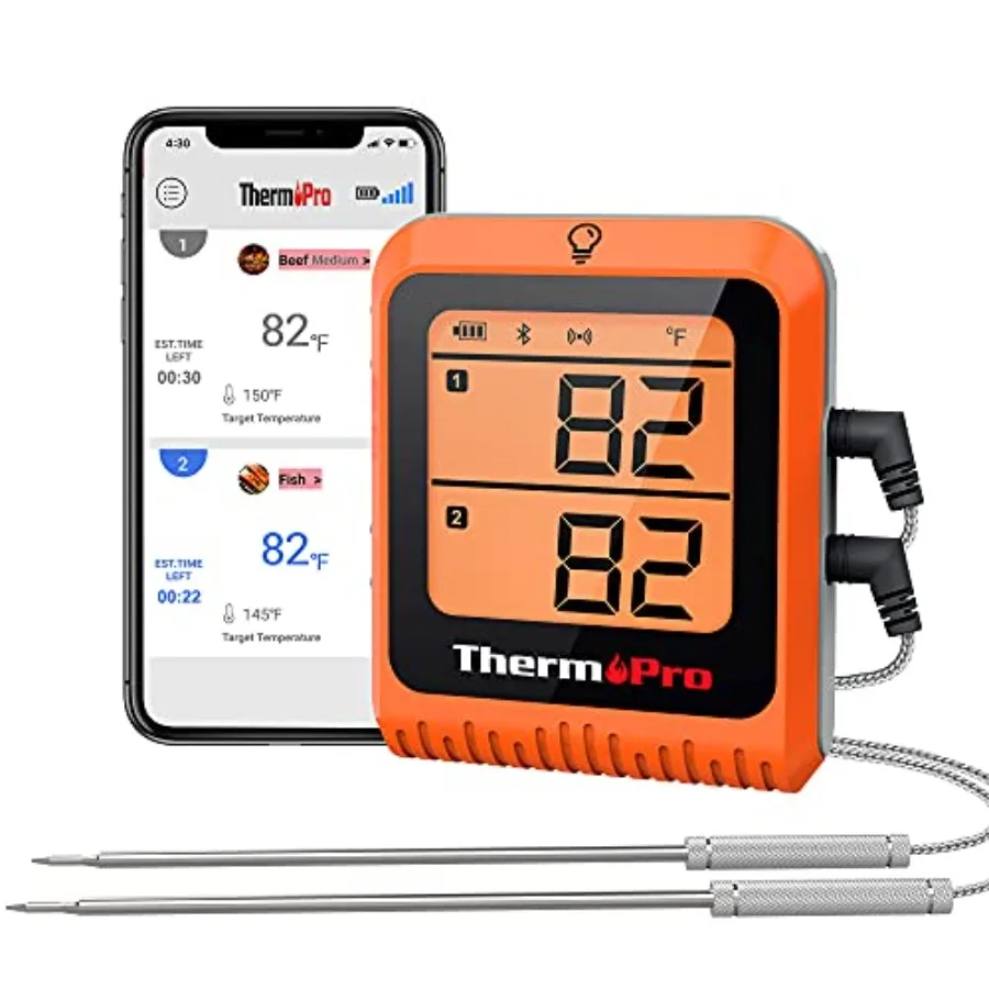 650 ft Wireless Meat Thermometer Digital for Grilling and Smoking 2 Probes Bluetooth Meat Thermometer for Cooking Turkey Fish B
650 ft Wireless Meat Thermometer Digital for Grilling and Smoking 2 Probes Bluetooth Meat Thermometer for Cooking Turkey Fish B