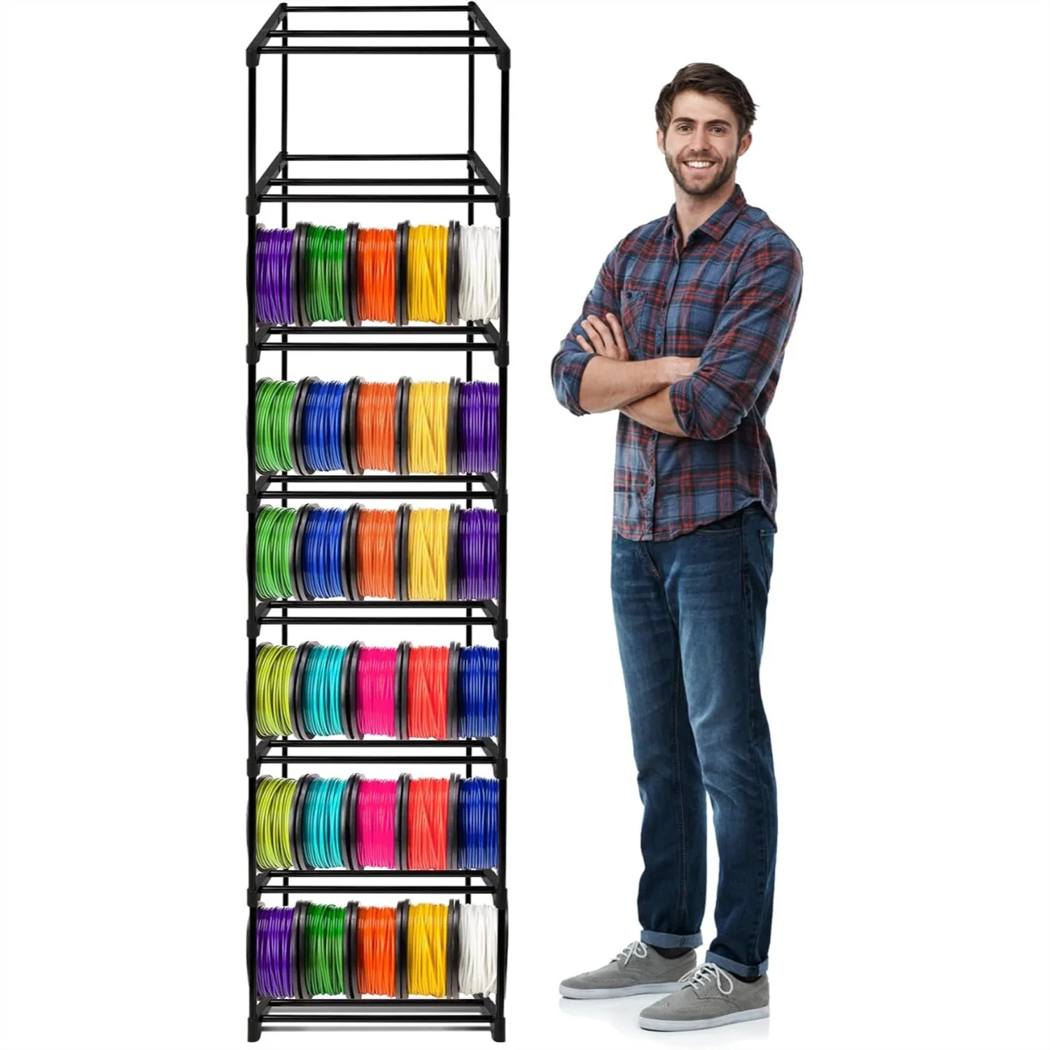 8-Tier 3D Printer Filament Storage Rack – Heavy-Duty Metal Spool Holder for 50 Rolls, Modular Shelves, Tool-Free Assembly
8-Tier 3D Printer Filament Storage Rack – Heavy-Duty Metal Spool Holder for 50 Rolls, Modular Shelves, Tool-Free Assembly