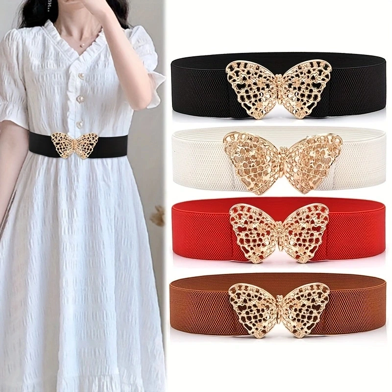 Golden Butterfly Buckle Wide Belt Elegant Solid Color Elastic Waistband Classic Sweater Coat Dress Girdle For Women Girls
Golden Butterfly Buckle Wide Belt Elegant Solid Color Elastic Waistband Classic Sweater Coat Dress Girdle For Women Girls