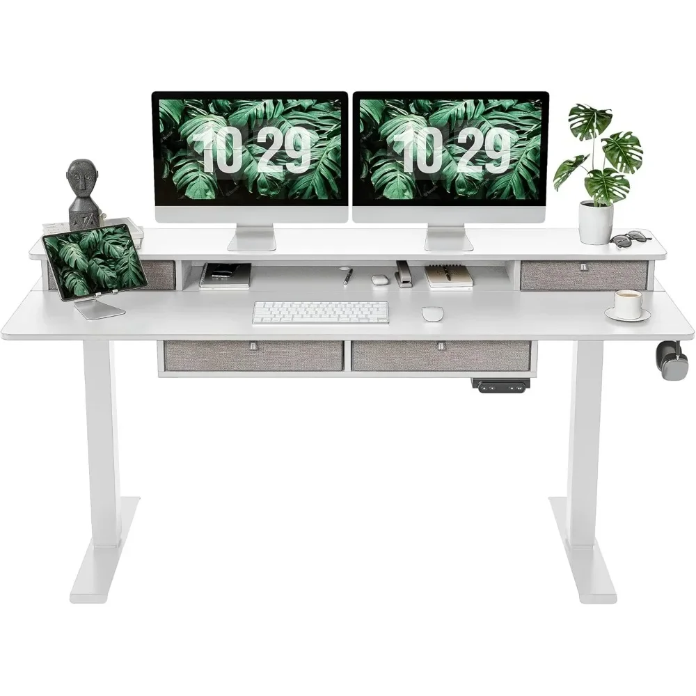 Sturdy Height Adjustable Electric Standing Desk with Drawers,63 x 24 Inch Stand Up Table with Large Storage Shelf,Sit Stand Desk
Sturdy Height Adjustable Electric Standing Desk with Drawers,63 x 24 Inch Stand Up Table with Large Storage Shelf,Sit Stand Desk