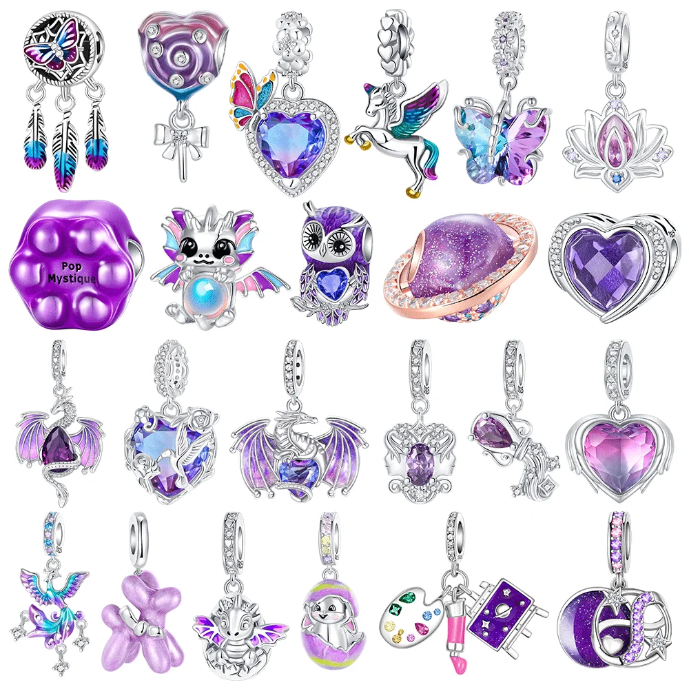 Бусины из серебра 925 пробы, серия Purple: подвески в виде дракона, цветка, сердца, звезды, бабочки, винограда. Подходят для оригинальных браслетов-бэнглов. Ювелирный подарок.
Бусины из серебра 925 пробы, серия Purple: подвески в виде дракона, цветка, сердца, звезды, бабочки, винограда. Подходят для оригинальных браслетов-бэнглов. Ювелирный подарок.