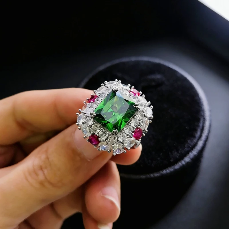 Retro Royal Square Color Gemstone Ring - Double-layered Circular Cubic Zirconium - Ladies' Party and Evening Wear Accessory
Retro Royal Square Color Gemstone Ring - Double-layered Circular Cubic Zirconium - Ladies' Party and Evening Wear Accessory