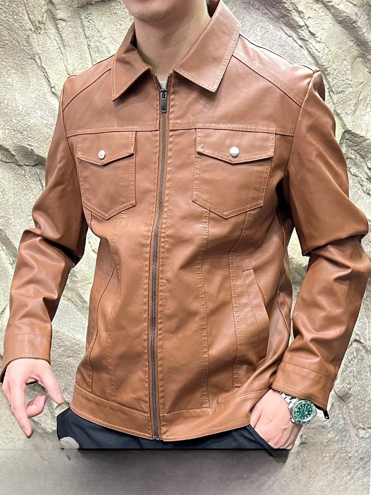 American Functional Sle! Waed PU Leather! Autumn Men's Collar Faion Commuting Adstration Jaet Leather Coat
American Functional Sle! Waed PU Leather! Autumn Men's Collar Faion Commuting Adstration Jaet Leather Coat