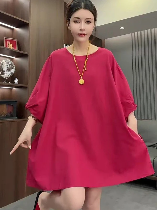 plus Size Women's T-Shirt Dress Loose Fit Lightweight Short Sleeve Casual Versatile Summer Skirt for Plump MM Comfortable Style
plus Size Women's T-Shirt Dress Loose Fit Lightweight Short Sleeve Casual Versatile Summer Skirt for Plump MM Comfortable Style
