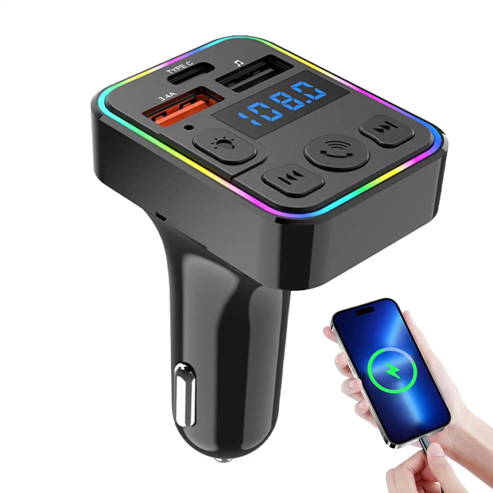 Car FM Transmitter MP3 Wireless Transmitter Double USB With Type-C Port Receiver Plug-and-play For Truck Radio Conversion RV
Car FM Transmitter MP3 Wireless Transmitter Double USB With Type-C Port Receiver Plug-and-play For Truck Radio Conversion RV