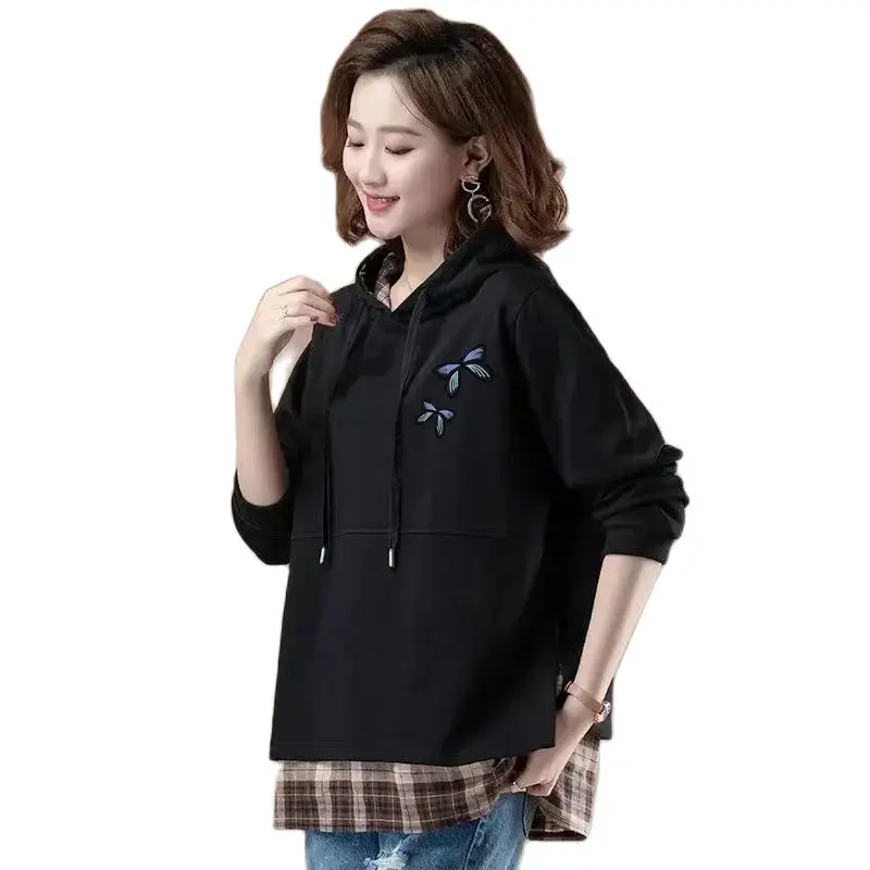 Fake Two Pieces Hoodie Women Spring Autumn Style 2024 New Casual Hooded Loose Top Fashion Drawstring Printing Tops Coat Female
Fake Two Pieces Hoodie Women Spring Autumn Style 2024 New Casual Hooded Loose Top Fashion Drawstring Printing Tops Coat Female