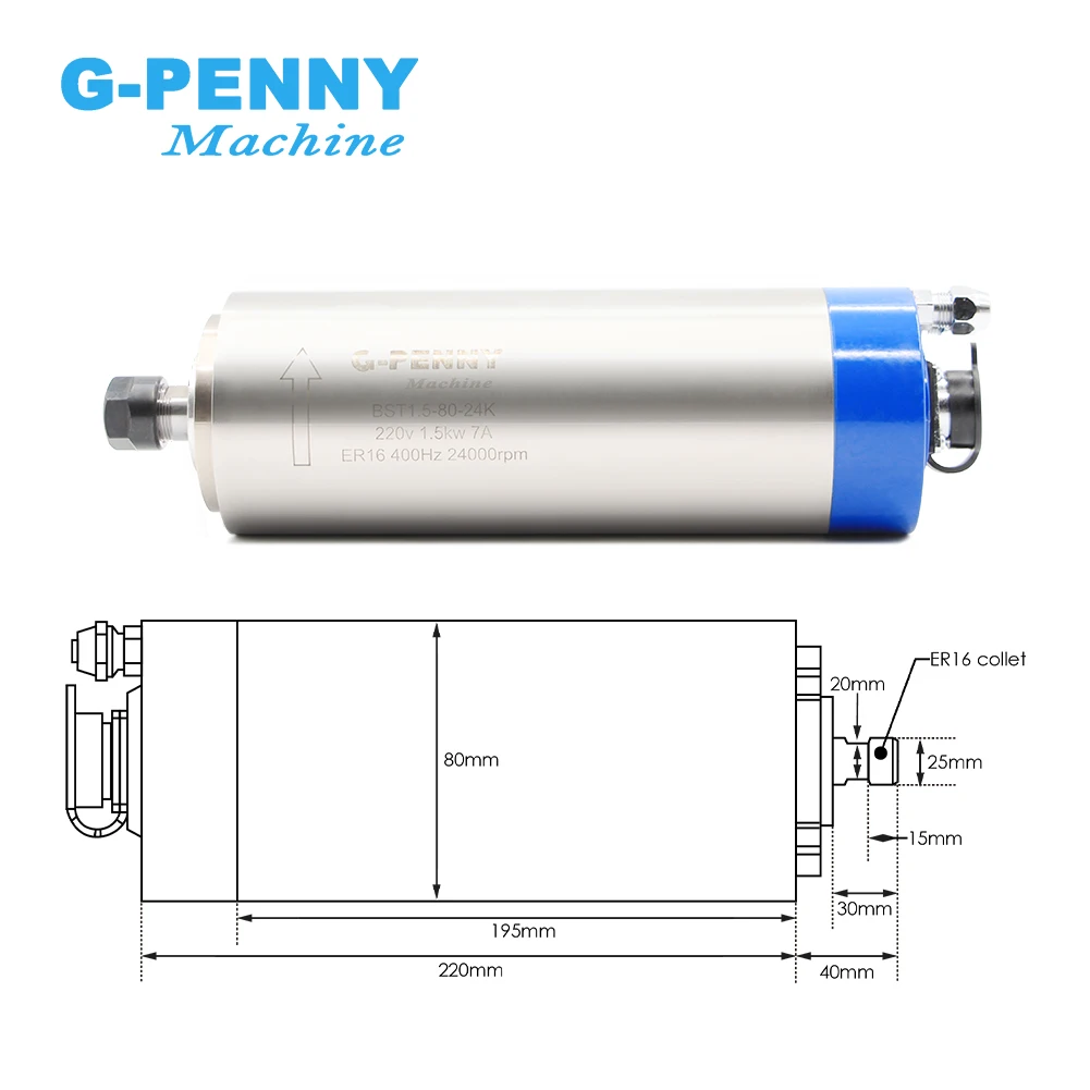 Gpenny 1.5kw ER16 D80mm Water Cooled Spindle 1.5KW QL Inverter 80mm Bracket 75W Water Pump Spindle Motor
Gpenny 1.5kw ER16 D80mm Water Cooled Spindle 1.5KW QL Inverter 80mm Bracket 75W Water Pump Spindle Motor