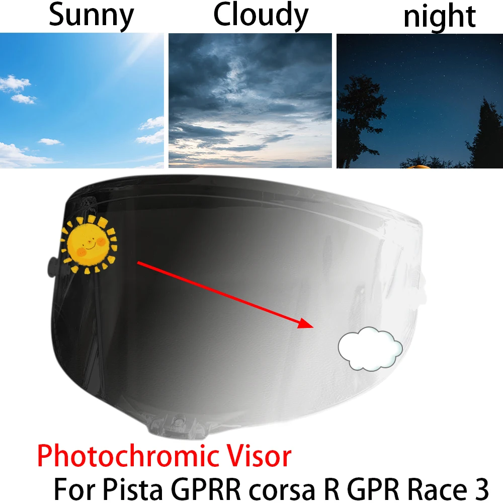 Photochromic Visor For AGV Pista GPRR corsa R GPR Race 3 Motorcycle Helmet Glasses Screen Shield Windshield Accessories
Photochromic Visor For AGV Pista GPRR corsa R GPR Race 3 Motorcycle Helmet Glasses Screen Shield Windshield Accessories