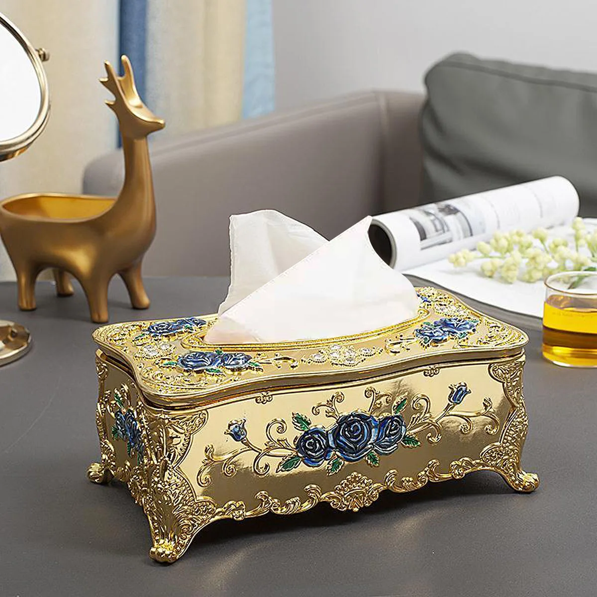 European Style Box Plastic Rose Patterned Tissue Box Napkin Holder Bathroom Car Blue Fashion Case Home Storage
European Style Box Plastic Rose Patterned Tissue Box Napkin Holder Bathroom Car Blue Fashion Case Home Storage