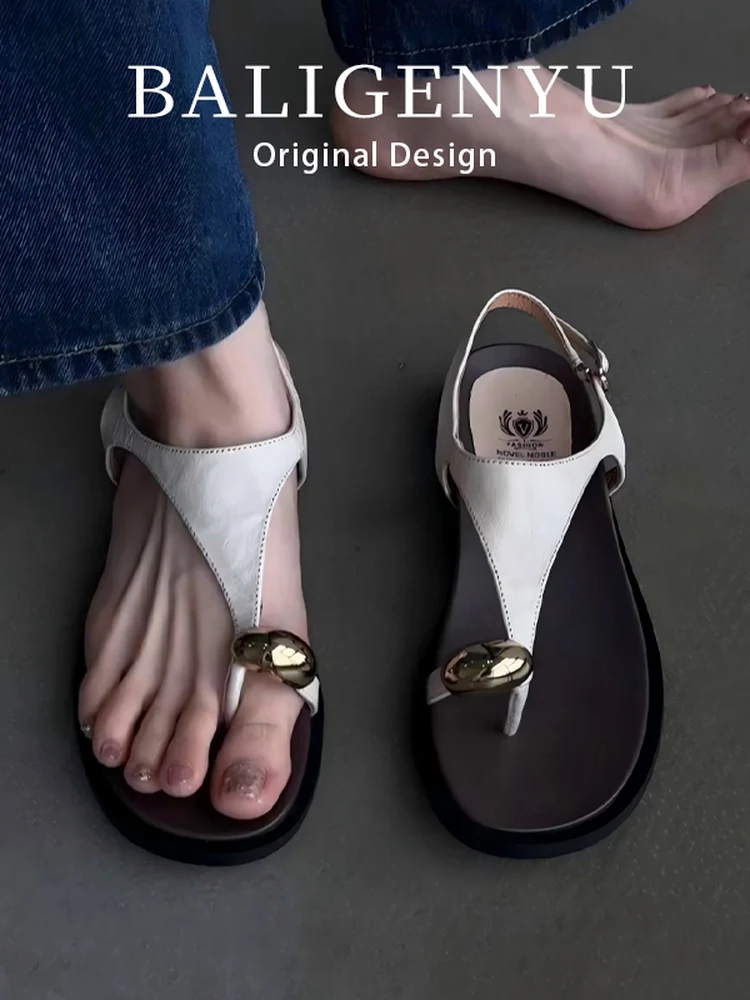 Leather Version Low Heel Roman Style Sandals Women's Comfortable Casual Fashion Metal Buckle Toe Post Holiday Style White
Leather Version Low Heel Roman Style Sandals Women's Comfortable Casual Fashion Metal Buckle Toe Post Holiday Style White