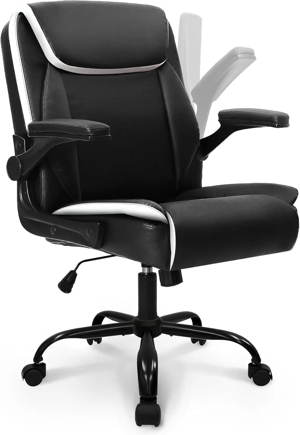 Desk Office Gaming Computer Chair Ergonomic Executive Mid-Back Leather with Adjustable Padded Flip-Up Armrests Cushion Wheels Sw
Desk Office Gaming Computer Chair Ergonomic Executive Mid-Back Leather with Adjustable Padded Flip-Up Armrests Cushion Wheels Sw