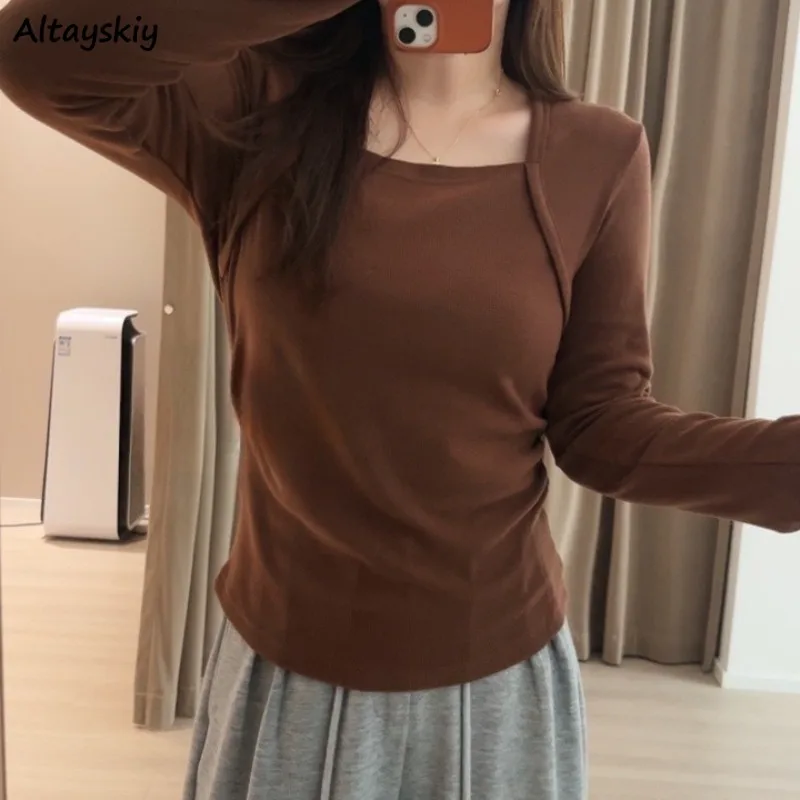 Футболки с длинным рукавом, женские осенние топы с квадратным воротником для похудения, однотонные, простые, универсальные, с внутренней частью, бархатная уличная одежда, мягкая Ulzzang
Футболки с длинным рукавом, женские осенние топы с квадратным воротником для похудения, однотонные, простые, универсальные, с внутренней частью, бархатная уличная одежда, мягкая Ulzzang