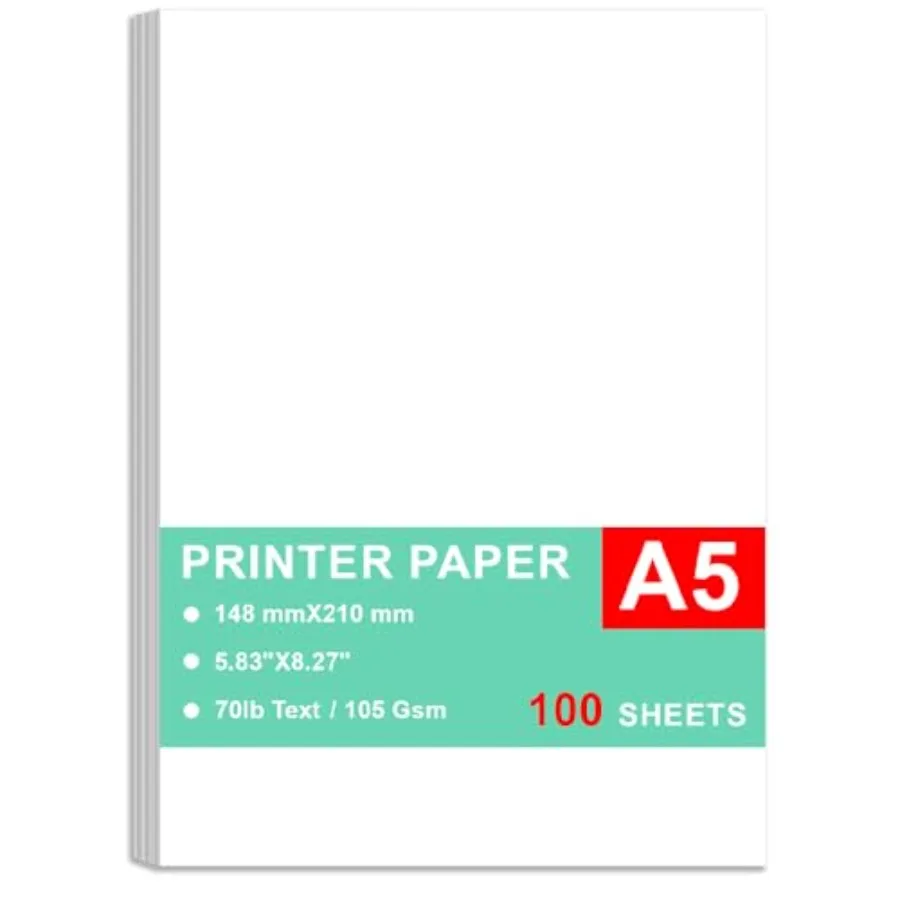 A5 Printer Paper - Sheets, A5 Premium Bright White Paper, 28lb Bond/ 70lb Text 105 gsm Bright White Paper Great for Copy, Print
A5 Printer Paper - Sheets, A5 Premium Bright White Paper, 28lb Bond/ 70lb Text 105 gsm Bright White Paper Great for Copy, Print