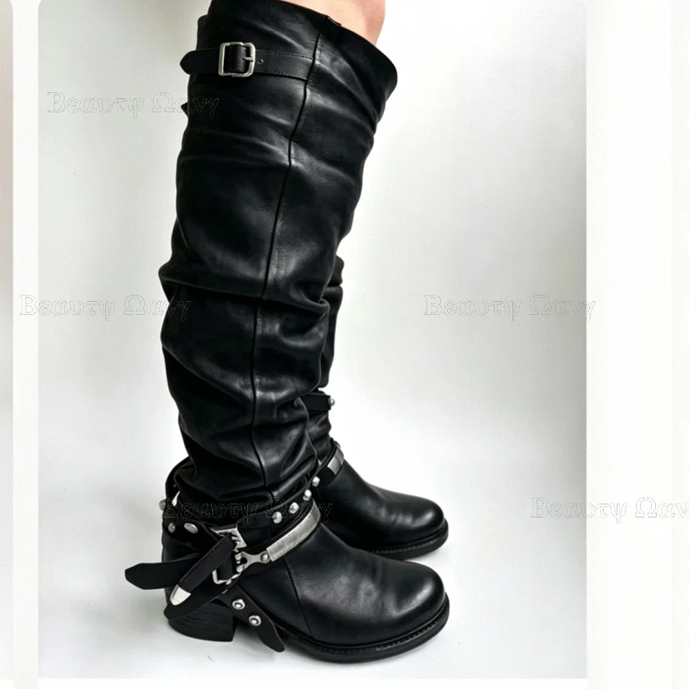 Black Side Buckle Decor Boots Women Shoes Metal Rivet Decor Round Toe Square High Heel Shoes for Girls Zapatos Para Hombres
Black Side Buckle Decor Boots Women Shoes Metal Rivet Decor Round Toe Square High Heel Shoes for Girls Zapatos Para Hombres