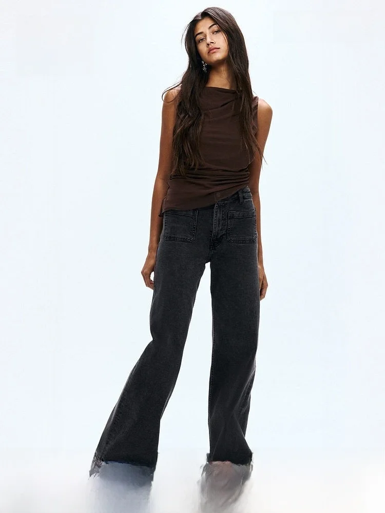 High Waist Wide Leg Denim Jeans Women's Fashion Washed Summer Trousers Straight Cut Cotton Blend Elastic Youth Ladies
High Waist Wide Leg Denim Jeans Women's Fashion Washed Summer Trousers Straight Cut Cotton Blend Elastic Youth Ladies