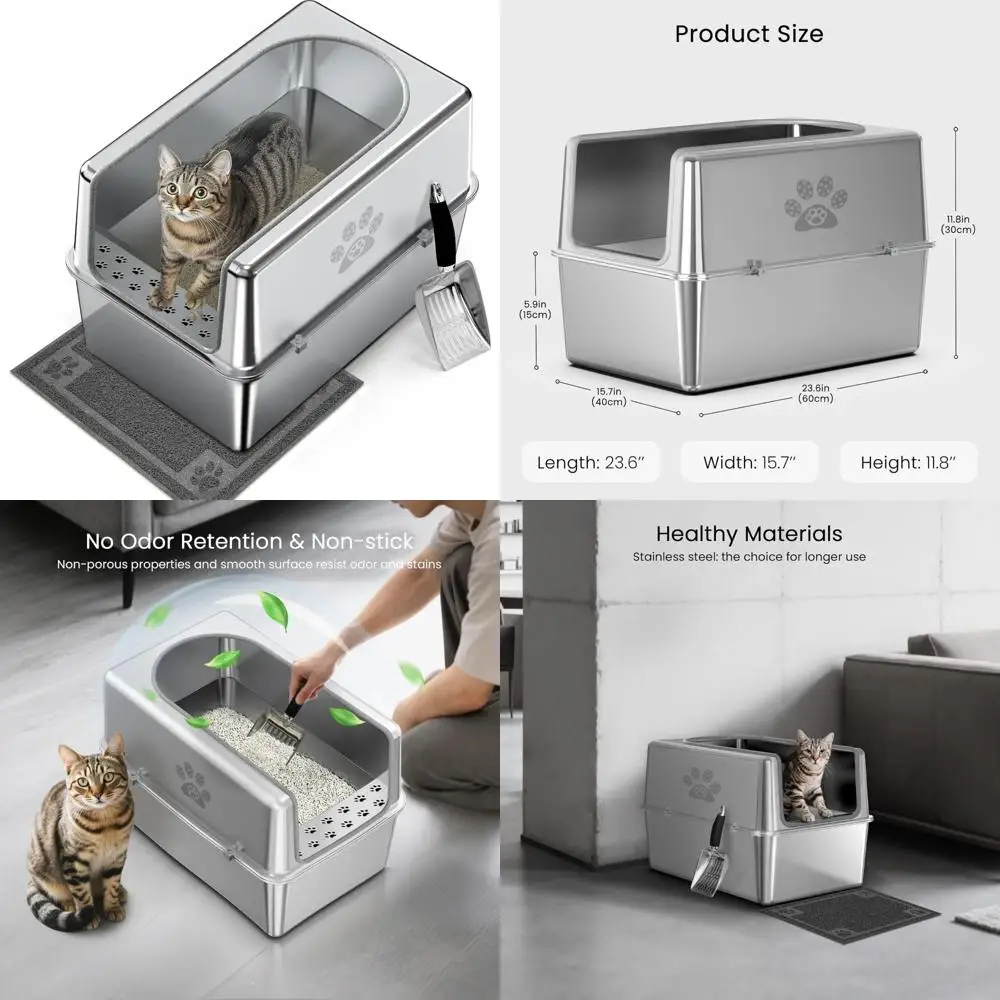 Extra Large Stainless Steel Litter Box with Lid for Big Cats, High-Sided Metal Cat Toilet, Non-Stick Easy Clean
Extra Large Stainless Steel Litter Box with Lid for Big Cats, High-Sided Metal Cat Toilet, Non-Stick Easy Clean