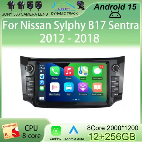 Android 15 Carplay Car Radio For Nissan Sylphy B17 Sentra 2012 2013 2014 2015 2016 2017 2018 Multimedia Dvd Video Player Stereo