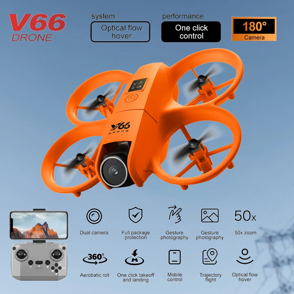 V66 Mini Drone 4k HD Camera Aerial Aircraft Optical Flow Positioning Hover Folding Pocket RC Quadcopter Toys for Kids Gift
V66 Mini Drone 4k HD Camera Aerial Aircraft Optical Flow Positioning Hover Folding Pocket RC Quadcopter Toys for Kids Gift