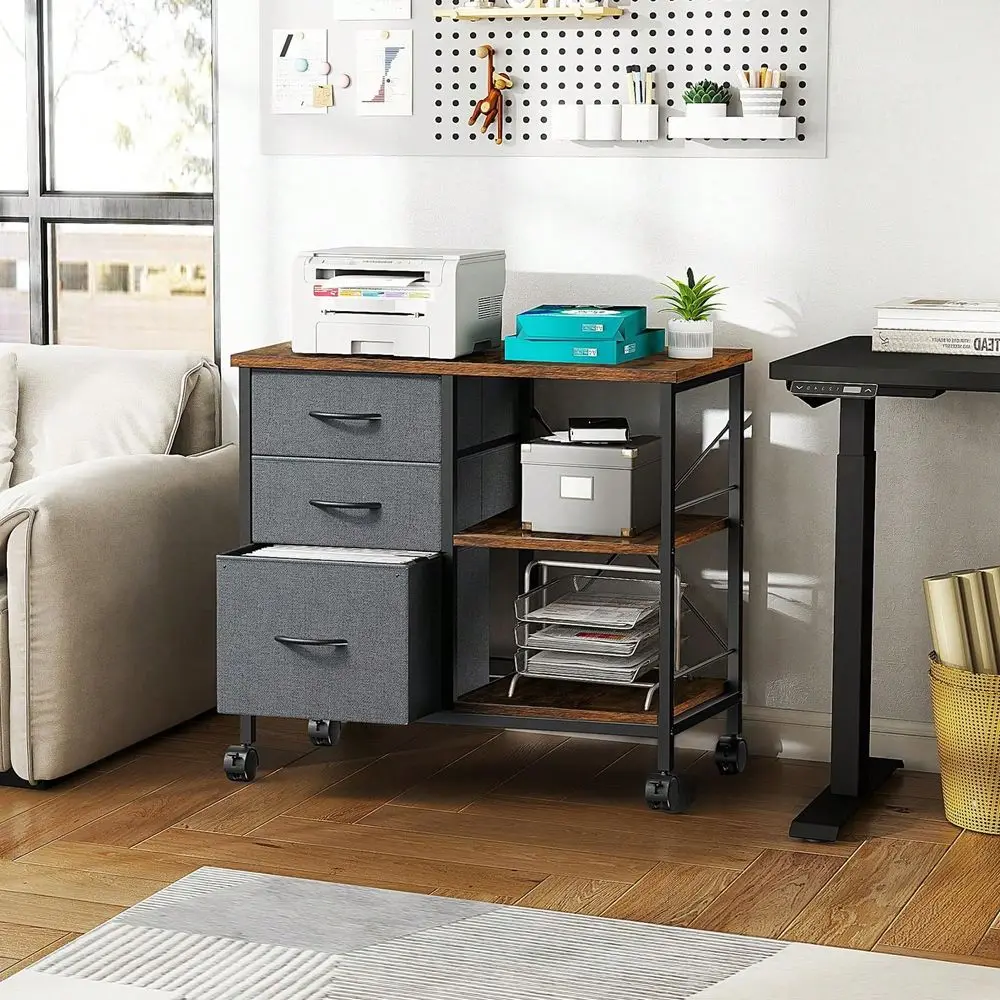 Mobile File Cabinet, Printer Stand With Storage, Office Table With Drawers And Back Support Bar, Holds 110lb For Home Office, H
Mobile File Cabinet, Printer Stand With Storage, Office Table With Drawers And Back Support Bar, Holds 110lb For Home Office, H
