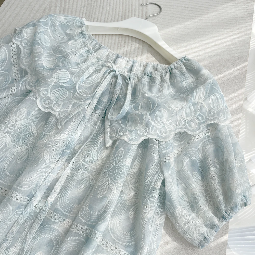 Pure Cotton Lace Hollow out Commute Sweet Top irt One-oulder Breathable Comfortable Women's Korean Sle Blouse
Pure Cotton Lace Hollow out Commute Sweet Top irt One-oulder Breathable Comfortable Women's Korean Sle Blouse