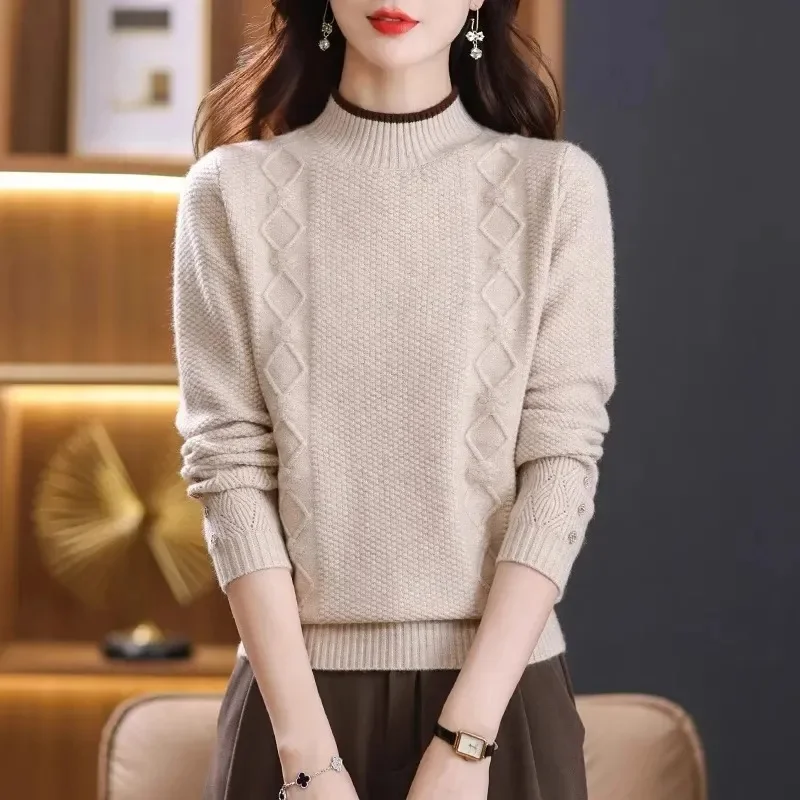 Solid Sweater Women Half Turtleneck Knitted Pullovers Harajuku Korean Thick Knitwear Autumn Winter Fashion Slim Jumpers
Solid Sweater Women Half Turtleneck Knitted Pullovers Harajuku Korean Thick Knitwear Autumn Winter Fashion Slim Jumpers