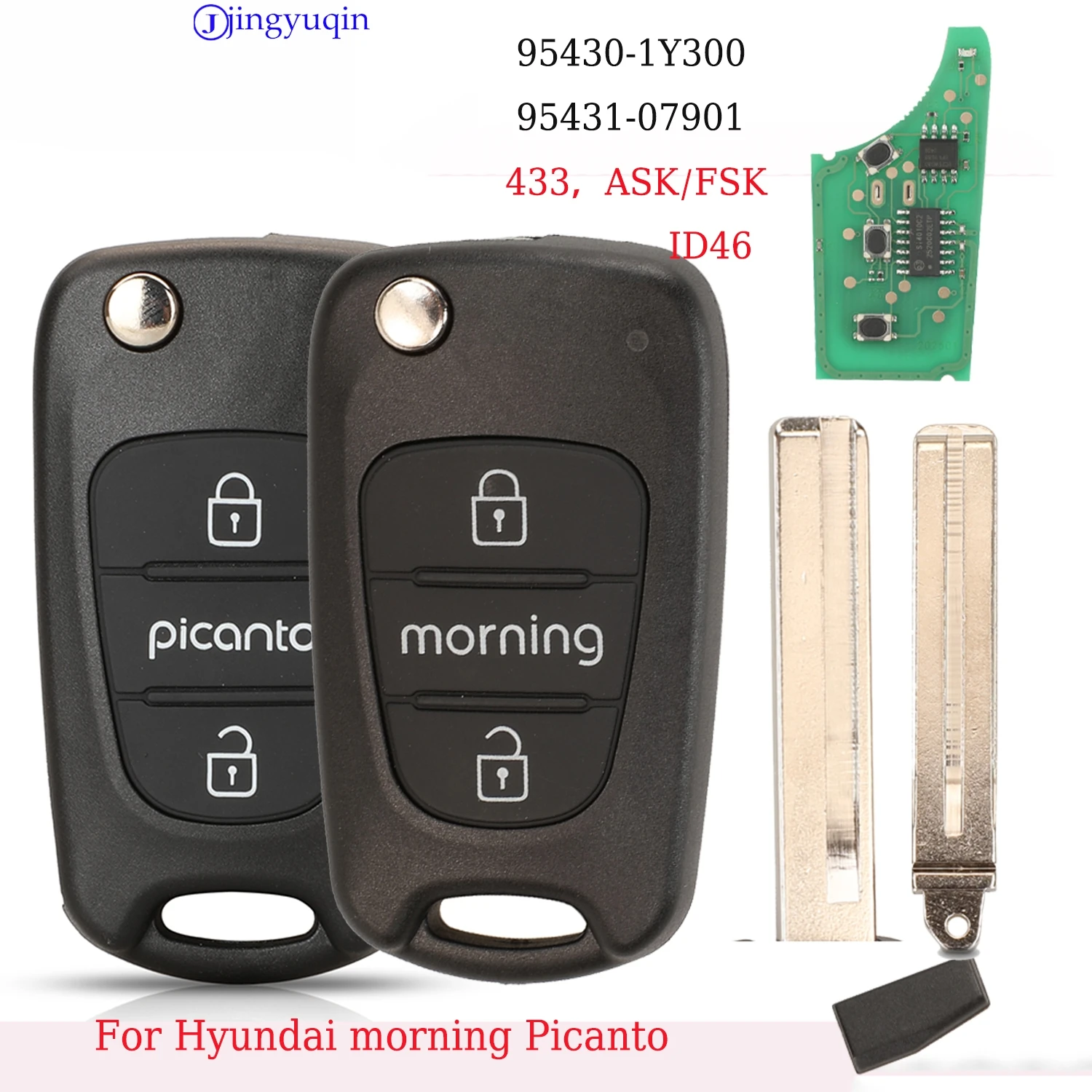 Умный ключ для автомобиля jingyuqin для Hyundai Morning Picanto, 433 МГц, ASK/FSK, 95430-1Y300, 95431-07901, чип ID46
Умный ключ для автомобиля jingyuqin для Hyundai Morning Picanto, 433 МГц, ASK/FSK, 95430-1Y300, 95431-07901, чип ID46