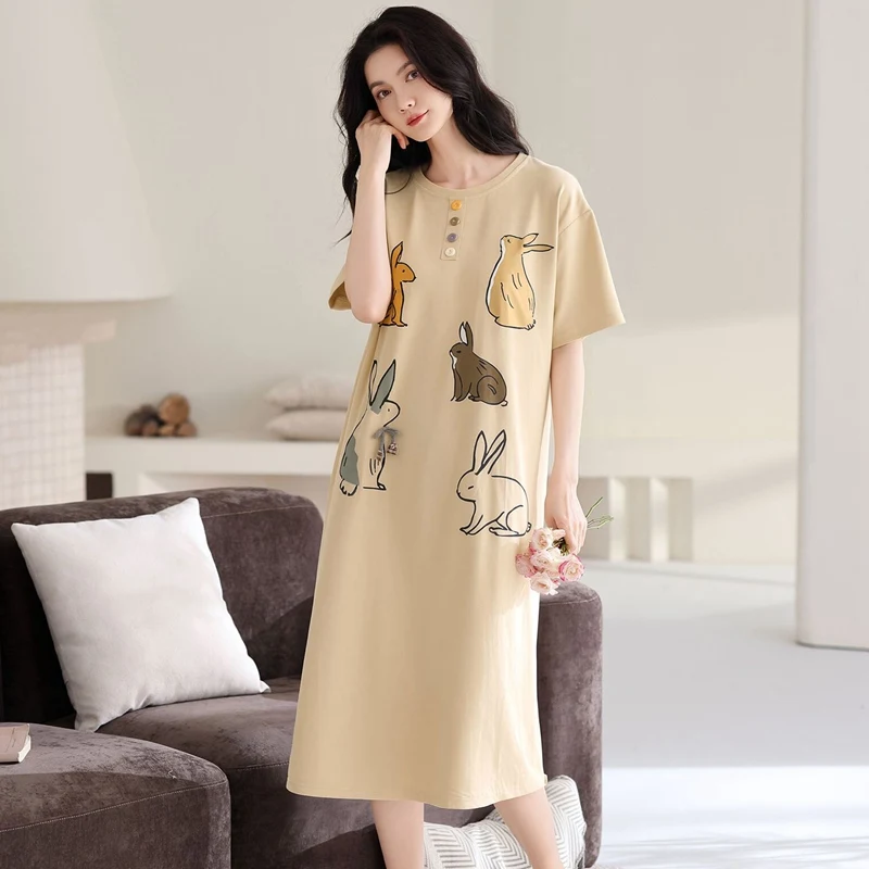 2026 New Summer Short Sleeve Cotton Nightgowns for Women Korean Cute Cartoon Sleepwear Night Dress Nightdress Ladies Home Nighty
2026 New Summer Short Sleeve Cotton Nightgowns for Women Korean Cute Cartoon Sleepwear Night Dress Nightdress Ladies Home Nighty