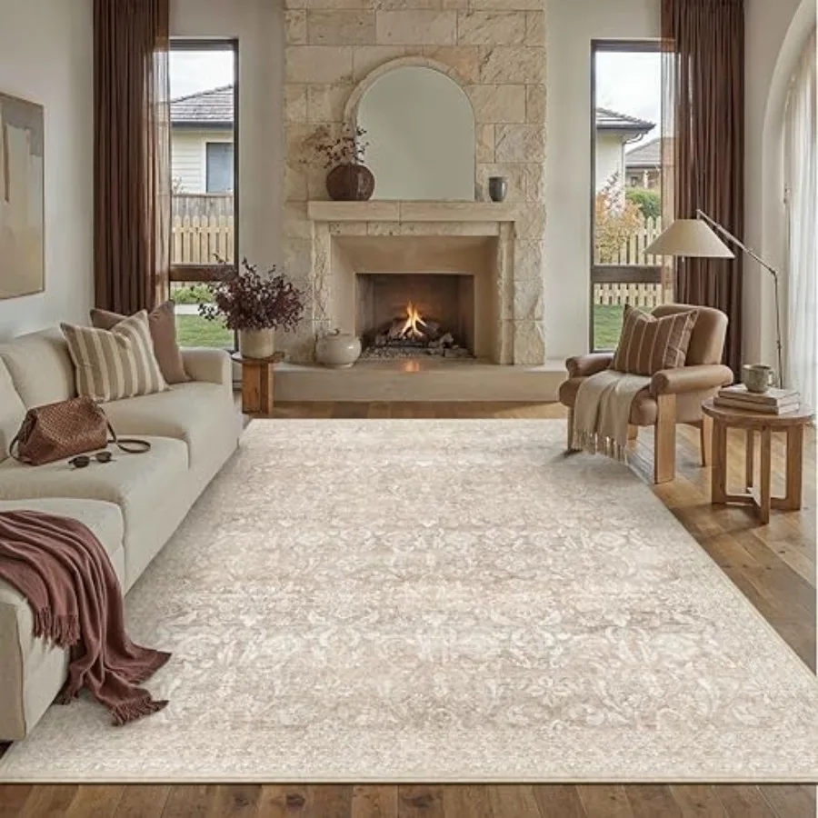Washable beige vintage 8x10 area rug for living room bedroom office dining room: soft low-pile non-slip thin indoor carpet with
Washable beige vintage 8x10 area rug for living room bedroom office dining room: soft low-pile non-slip thin indoor carpet with