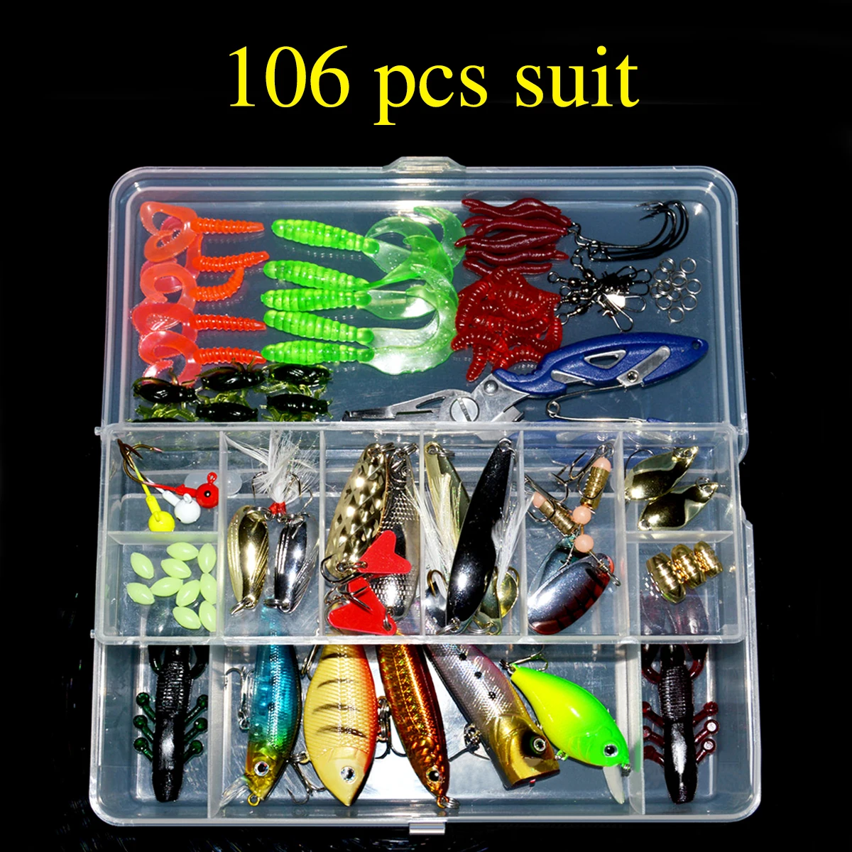 106 шт., супер-приманка с набором приманок/Tang/Umpan Lembut/Keras Erbium/canguk Pancing Bionik Palsu Lure
106 шт., супер-приманка с набором приманок/Tang/Umpan Lembut/Keras Erbium/canguk Pancing Bionik Palsu Lure