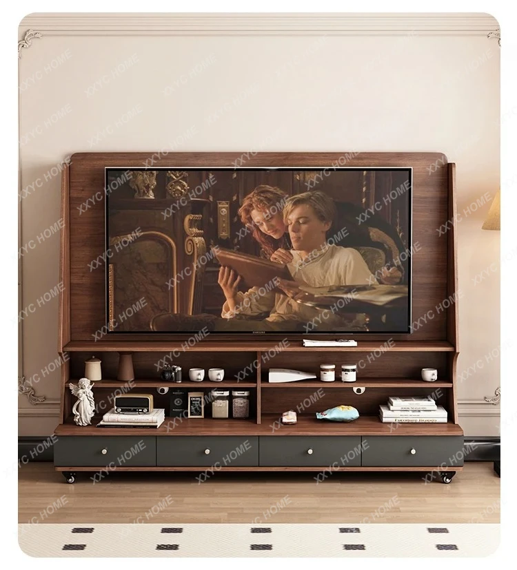 Solid wood removable TV cabinet living room household small apartment modern floor storage TV bracket
Solid wood removable TV cabinet living room household small apartment modern floor storage TV bracket