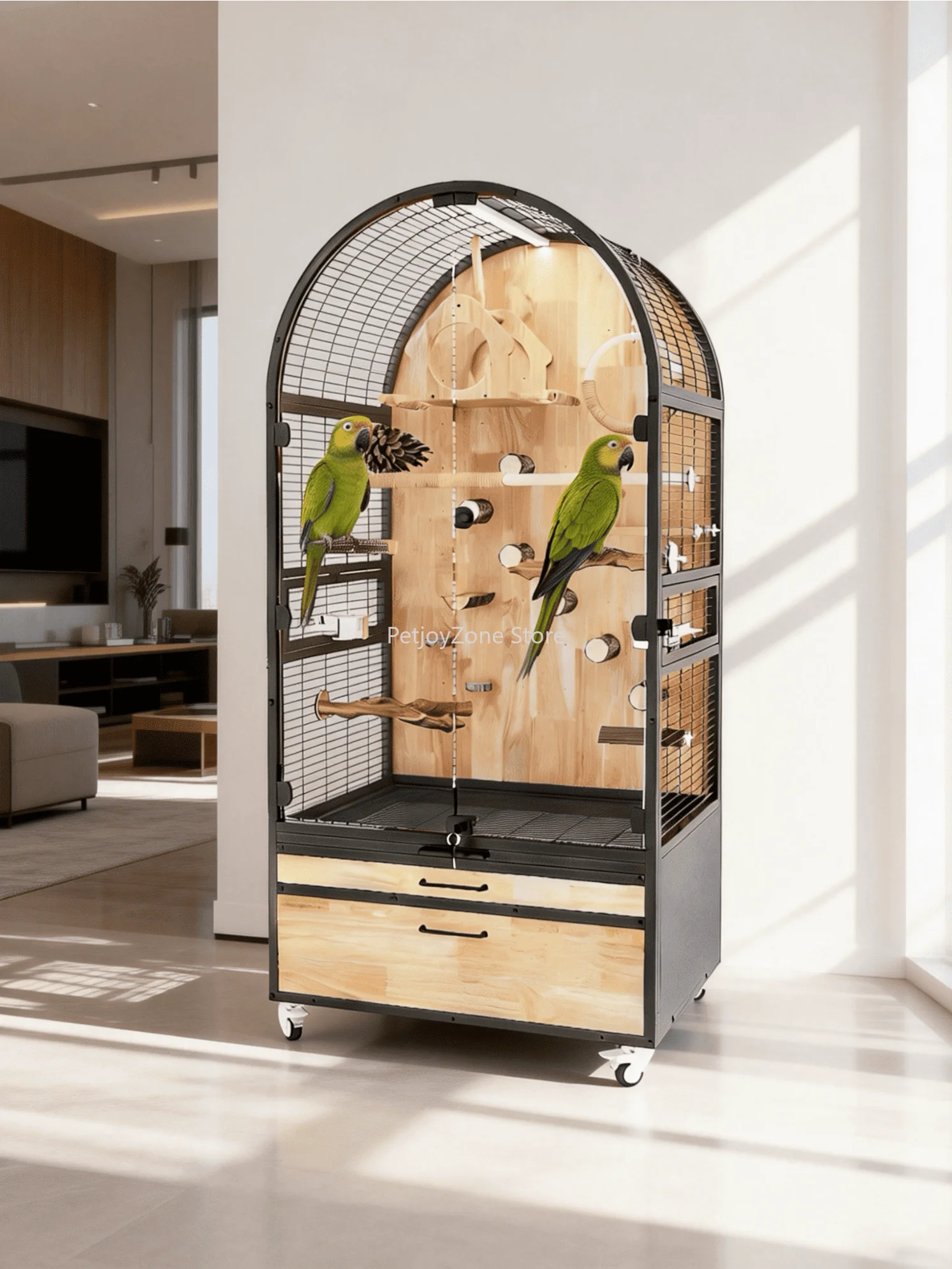 Modern Villa-Style Metal Wood Large Parrot Cage Luxury Indoor Bird House With Clear Glass Space-Saving Splash-Proof Design
Modern Villa-Style Metal Wood Large Parrot Cage Luxury Indoor Bird House With Clear Glass Space-Saving Splash-Proof Design