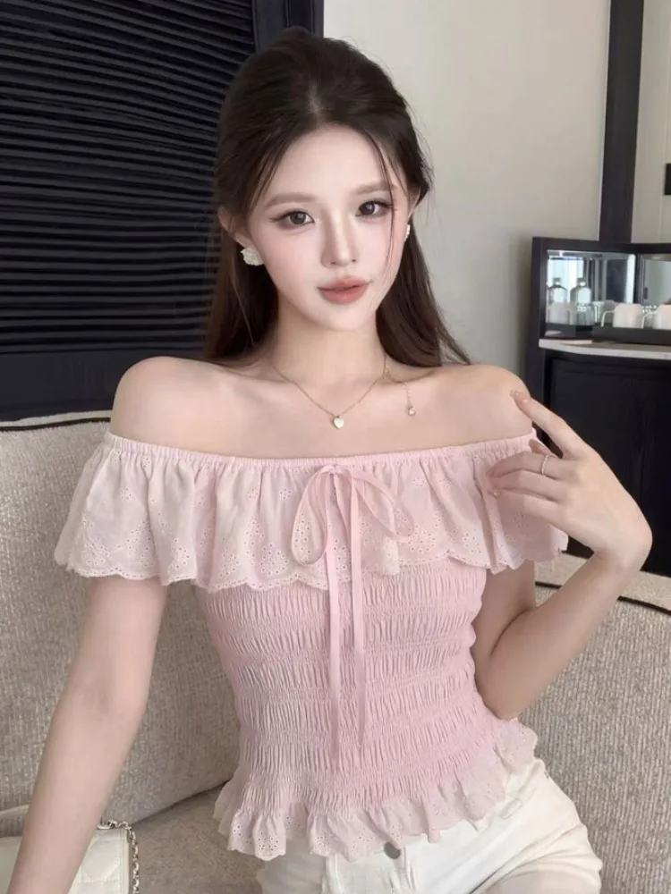 Elegant Sweet Style One-Shoulder Ruffle Hem Shirt Women's Summer Waist-Cinching Fashion Top Breathable Skin-Friendly Citywalk...
Elegant Sweet Style One-Shoulder Ruffle Hem Shirt Women's Summer Waist-Cinching Fashion Top Breathable Skin-Friendly Citywalk...