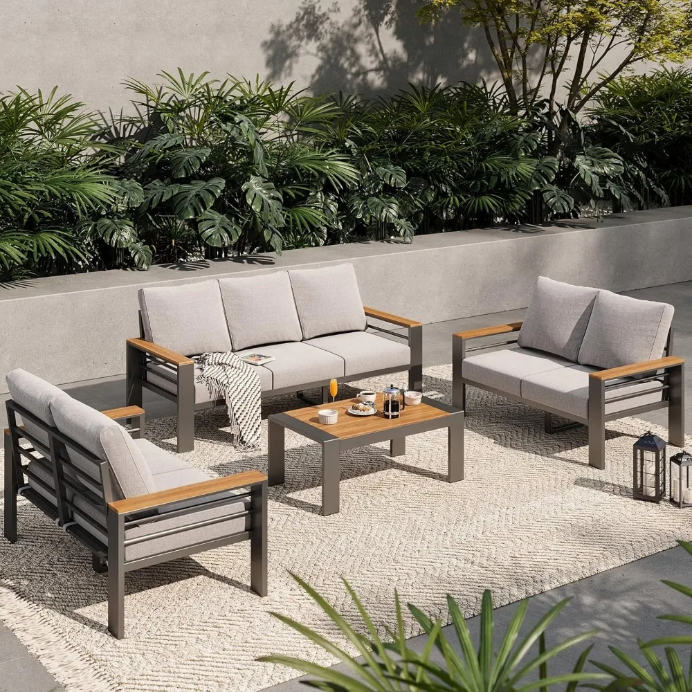Aluminum Outdoor Patio Furniture Set, 7 Seats Outdoor Sectional with Coffee Table, Patio Conversation Sets with Upgraded Armres
Aluminum Outdoor Patio Furniture Set, 7 Seats Outdoor Sectional with Coffee Table, Patio Conversation Sets with Upgraded Armres