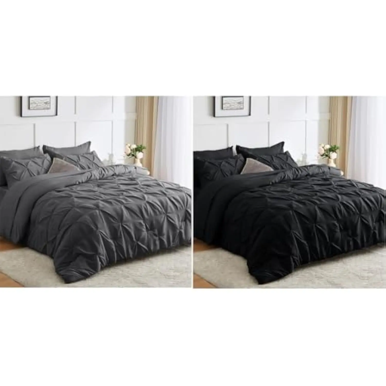 Dark Gray & Black Comforter Set 7 Pieces with Comforter, Flat Sheet, Fitted Sheet and Pillowcases & Shams
Dark Gray & Black Comforter Set 7 Pieces with Comforter, Flat Sheet, Fitted Sheet and Pillowcases & Shams