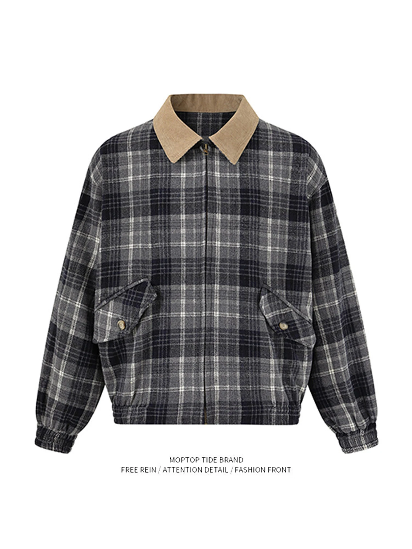 Retro Patchwork Plaid Men's ort Jaet Korean Sle Lazy Chic Barn Coat Autumn Youth ular Loose Fit Polyester Fabric
Retro Patchwork Plaid Men's ort Jaet Korean Sle Lazy Chic Barn Coat Autumn Youth ular Loose Fit Polyester Fabric