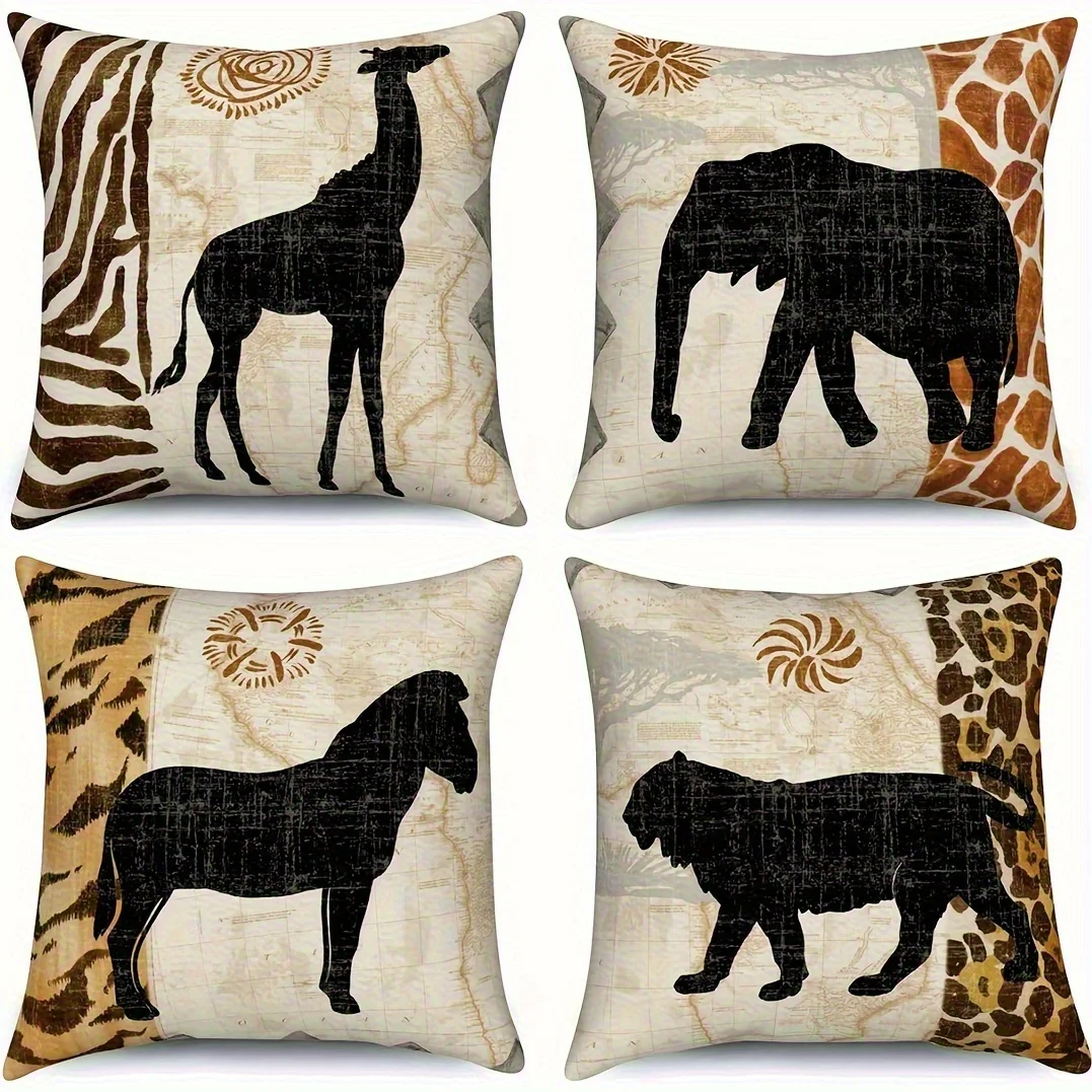 4 шт. наволочки с изображением животных сафари, велюровые чехлы для подушек из полиэстера, декоративные наволочки с изображением слона, жирафа, зебры, для домашнего декора
4 шт. наволочки с изображением животных сафари, велюровые чехлы для подушек из полиэстера, декоративные наволочки с изображением слона, жирафа, зебры, для домашнего декора