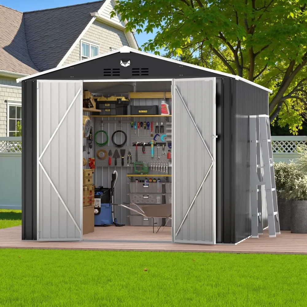 10x12 FT Outdoor Storage Shed, Metal Garden Shed-Tool Storage Sheds with Lockable Doors, Waterproof Outside Storage for Backyard 
10x12 FT Outdoor Storage Shed, Metal Garden Shed-Tool Storage Sheds with Lockable Doors, Waterproof Outside Storage for Backyard